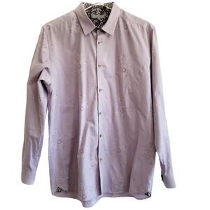 Men's Ted Baker flip cuff long sleeve button down purple floral shirt XL